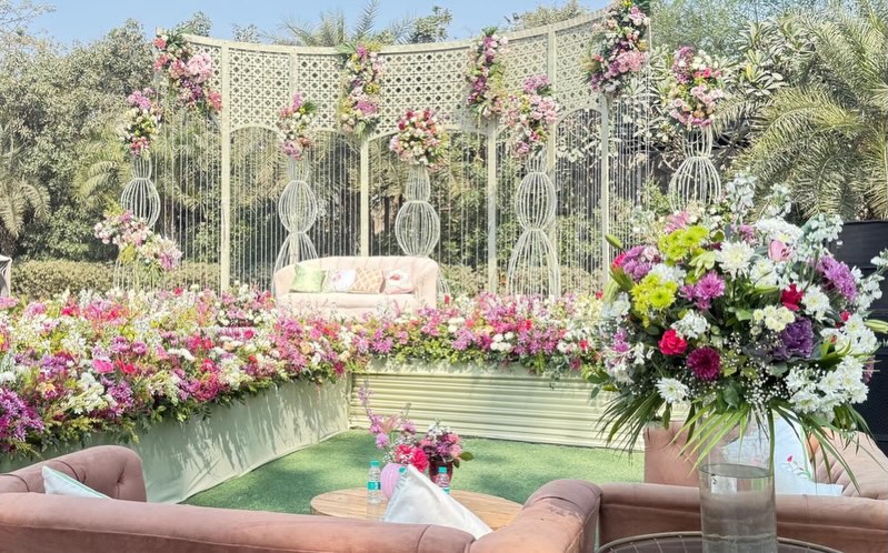 Poolside Pastel Ceremony Setup