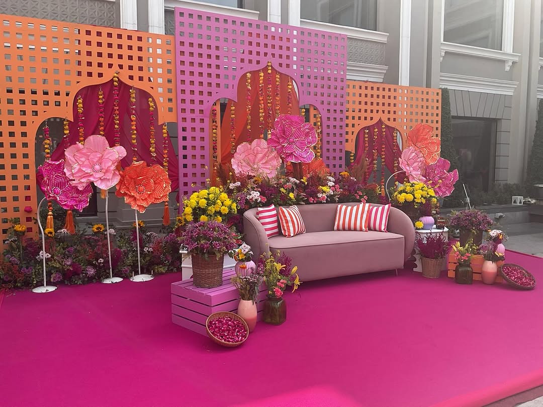 Vibrant Pink Sangeet Lounge